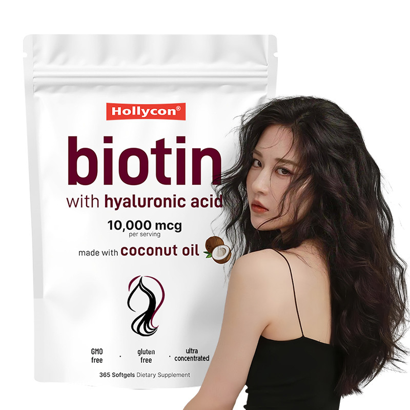 อาหารเสริมบิโอติน 10,000mcg Biotin Softgels สําหรับผมและผิวที่สุขภาพดี Biotin Softgels