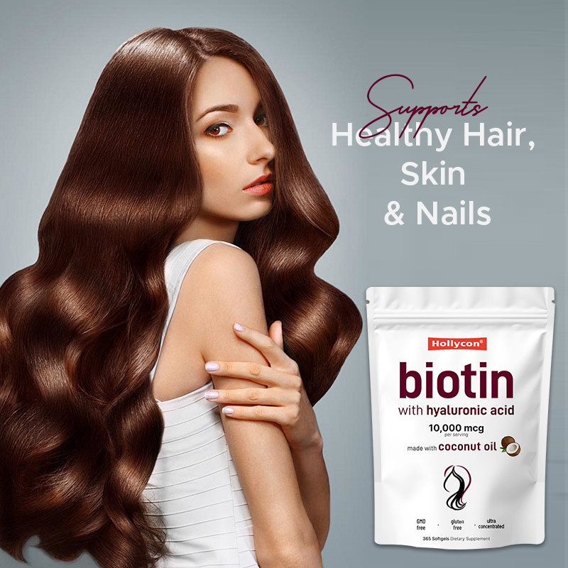 อาหารเสริมบิโอติน 10,000mcg Biotin Softgels สําหรับผมและผิวที่สุขภาพดี Biotin Softgels