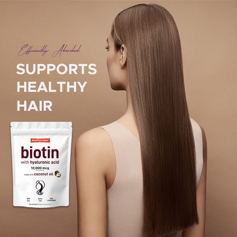 อาหารเสริมบิโอติน 10,000mcg Biotin Softgels สําหรับผมและผิวที่สุขภาพดี Biotin Softgels
