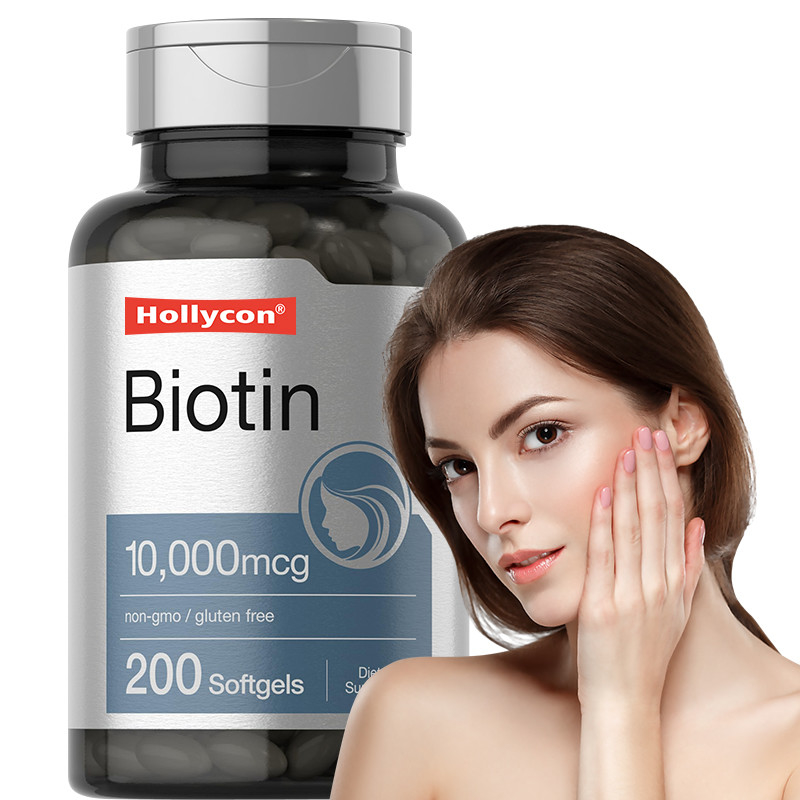 อาหารเสริมบิโอตินเพื่อสุขภาพผม 10,000mcg บิโอติน โซฟท์เจลสําหรับสุขภาพผมและเล็บ