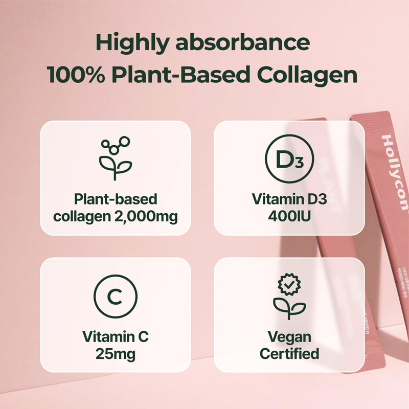 คอลลาเจนเจลลี่สติ๊กส์ Vegan ด้วยวิตามิน D3 400IU เพื่อสนับสนุนกระดูกที่แข็งแรง