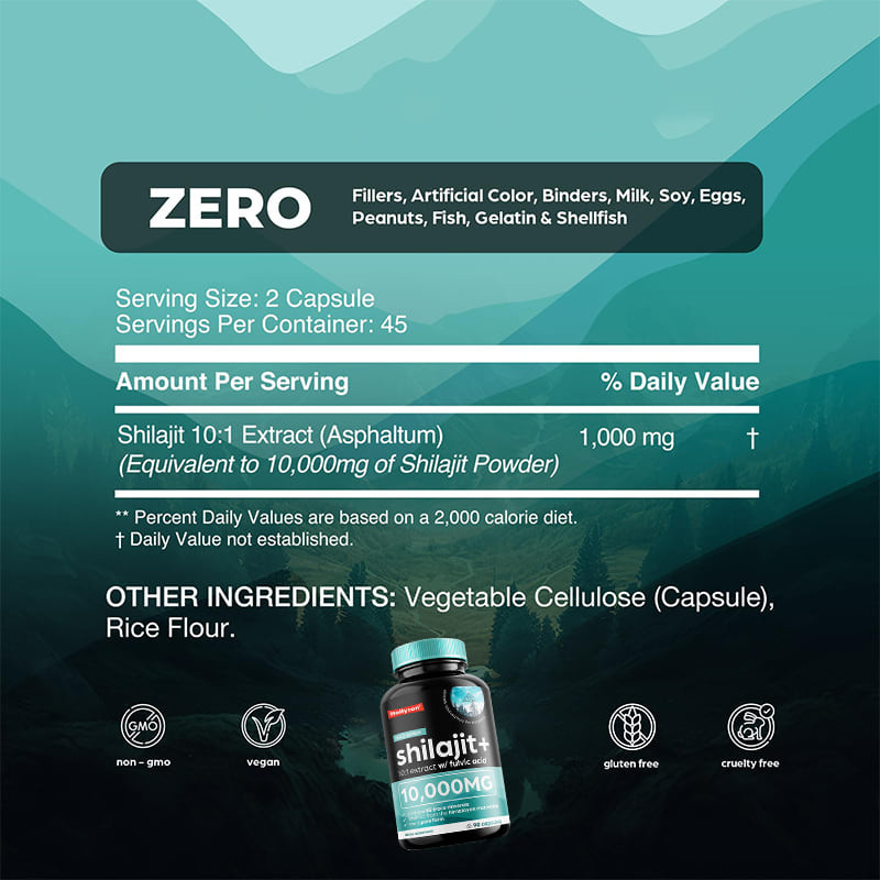OEM Pure Himalayan Shilajit 10000mg แคปซูล Shilajit ออร์แกนิค สําหรับการสนับสนุนภูมิคุ้มกัน