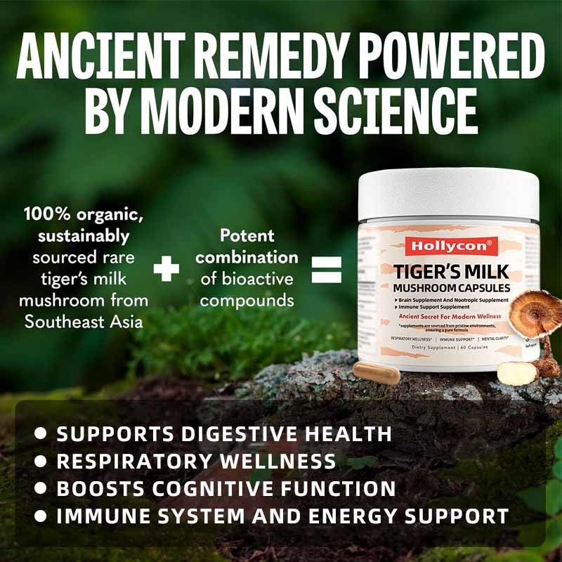 อาหารเสริมเห็ดช่วยบำรุงผม การเจริญเติบโตของลำไส้ สมอง ปอด สุขภาพ การรับรู้ การหายใจ แคปซูลเห็ดนมเสือ