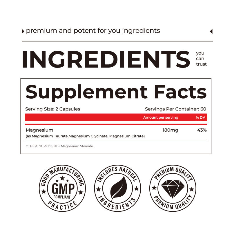 แคปซูลแมกนีเซียมคอมเพล็กซ์สำหรับผู้ใหญ่แบบ Private Labeling เสริมการสนับสนุนอารมณ์ ช่วยเพิ่มการดูดซึมสารอาหาร