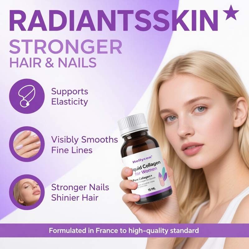 คอลลาเจนบริสุทธิ์+ คอลลาเจนเหลวสำหรับผู้หญิง - เปปไทด์ทางทะเล 4000 มก. สำหรับผิวที่เปล่งปลั่ง, สุขภาพผมและเล็บ - กรดไฮยาลูโรนิก, วิตามิน E,