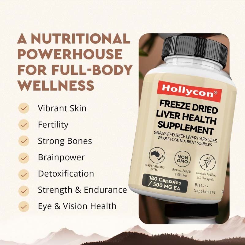 อาหารเสริมสุขภาพตับแบบเยือกแข็ง OEM เพื่อสุขภาพการเผาผลาญ สุขภาพองค์รวม ภูมิคุ้มกัน การสนับสนุนข้อต่อ แคปซูลตับวัวที่เลี้ยงด้วยหญ้า