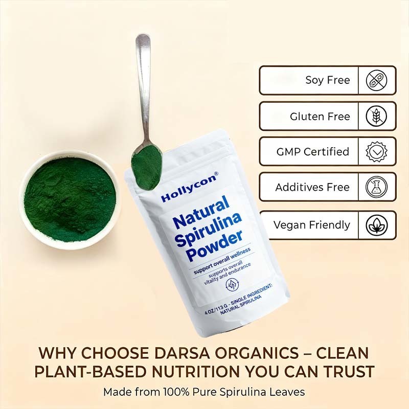 สปิโรลินาขี้ผงผลิตจากโรงงาน ¥ 4 oz (113g), Superfood ที่มาจากพืชธรรมชาติ, อุดมไปด้วยโปรตีน, เหล็กและ B12 สําหรับพลังงาน, อาการต่อต้านและการกําจัดสารพิษ, สมิวซีและน้ําผึ้ง, วีแกน, ไม่ GMO, ไม่มีสารเสริม, สูตรตามสั่ง