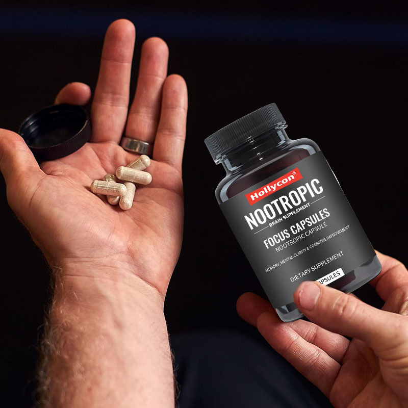 OEM Focus Capsules with L-Theanine วิตามิน B6 ความจํา ความชัดเจนทางจิตและการปรับปรุงการคิด Nootropic Brain Supplement