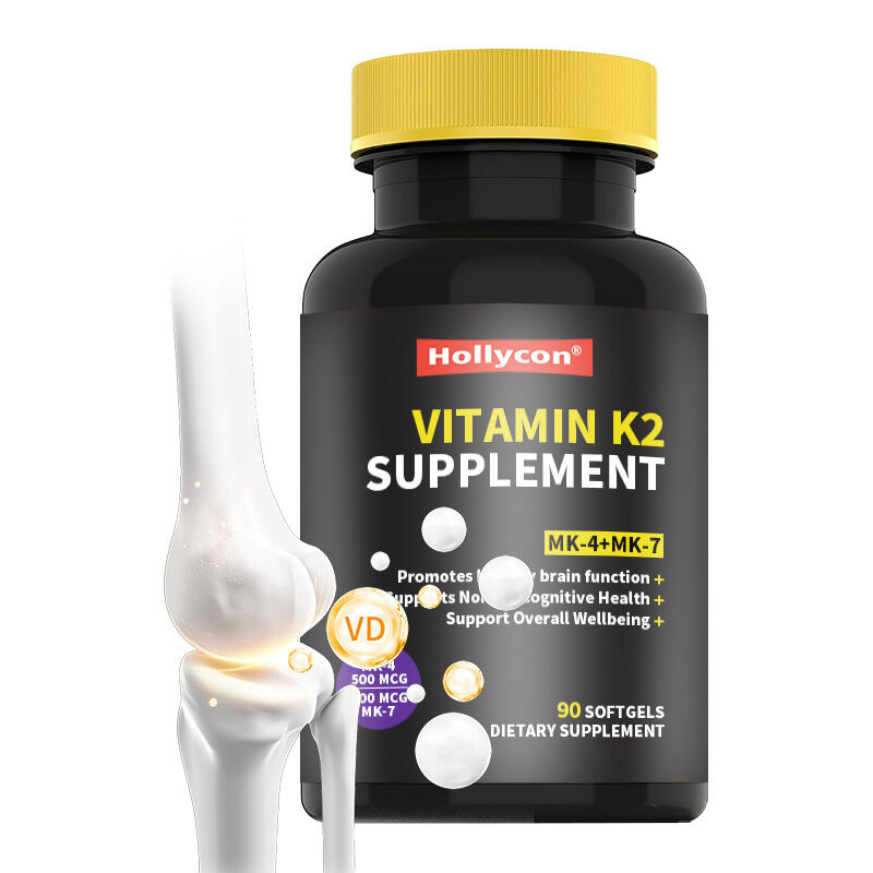 ซอฟเจลวิตามิน K2 แบบเต็มสเปกตรัม OEM พร้อม 600 Mcg ของรูปแบบ Trans สนับสนุนสุขภาพทั่วไปและความแข็งแรงของกระดูก อาหารเสริมวิตามิน K2