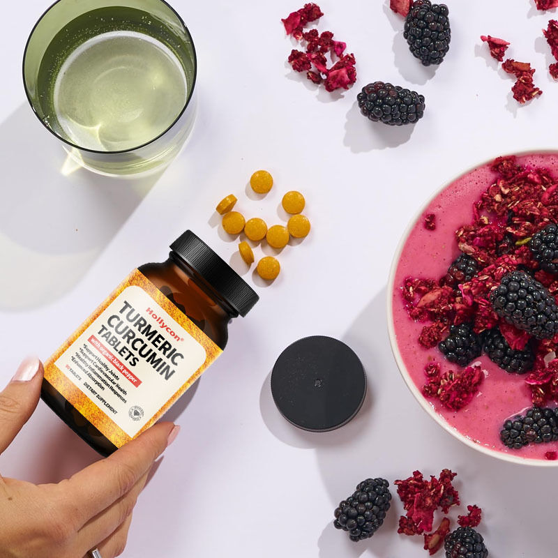 ผลิตภัณฑ์เสริมอาหาร OEM ออร์แกนิก ขมิ้นชัน เคอร์คูมิน 1350 มก. ต่อชิ้น รองรับข้อต่อตามธรรมชาติ พริกไทยดำเพื่อการดูดซึม เม็ดขมิ้นชัน เคอร์คูมิน