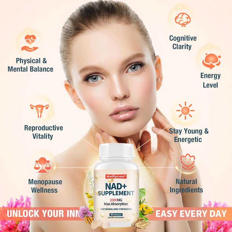 OEM 2000MG NAD+ ลิปโซมสําหรับผู้หญิง การซึมซึมสูงสุด NAD Plus หมดเดือน ความชัดเจนทางสติ พลังงาน NAD + อาหารเสริม
