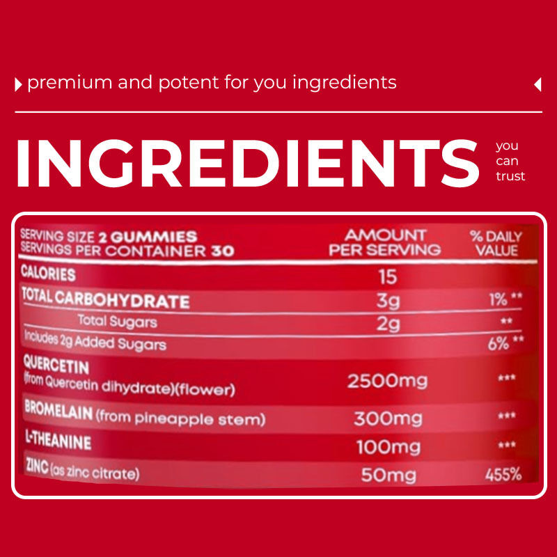 เบอร์ส่วนตัว โบรเมลีน L-theanine ซิงค์อาหารเสริม อาหารเสริมสําหรับเด็ก วีแกน ผู้ใหญ่ Quercetin ยํา