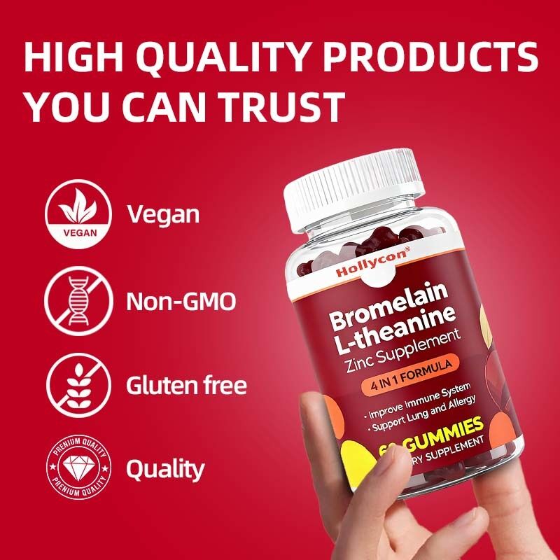 เบอร์ส่วนตัว โบรเมลีน L-theanine ซิงค์อาหารเสริม อาหารเสริมสําหรับเด็ก วีแกน ผู้ใหญ่ Quercetin ยํา