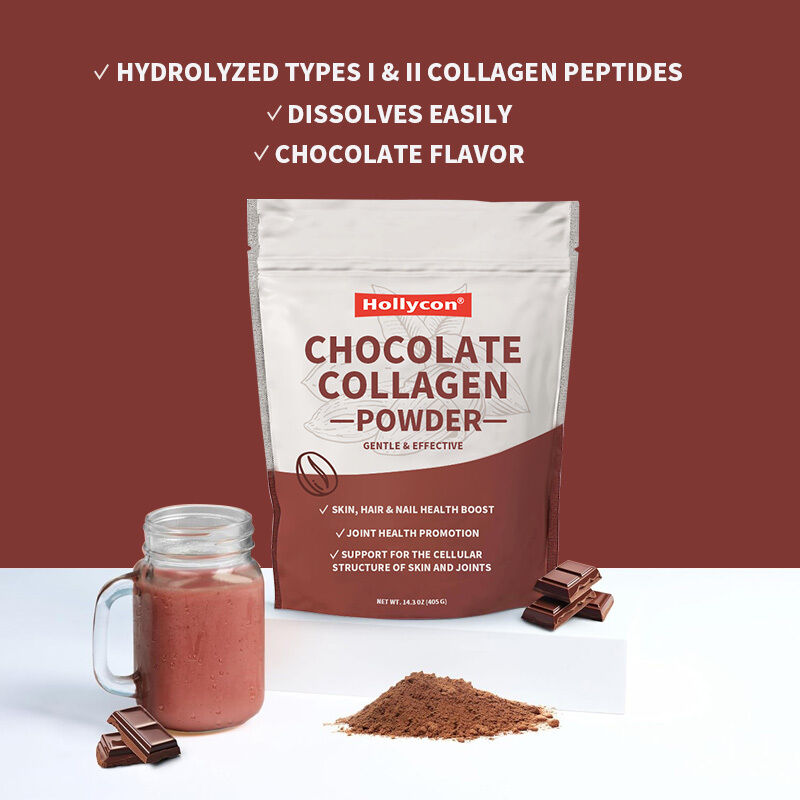 OEM คอลลาเจนเพ็ปติด ขาว ผม ผิวหนัง เล็บ สับสนุนข้อประเภท I & III อาหารเสริมคอลลาเจนจากหญ้า ช็อคโกแลต คอลลาเจนขาว