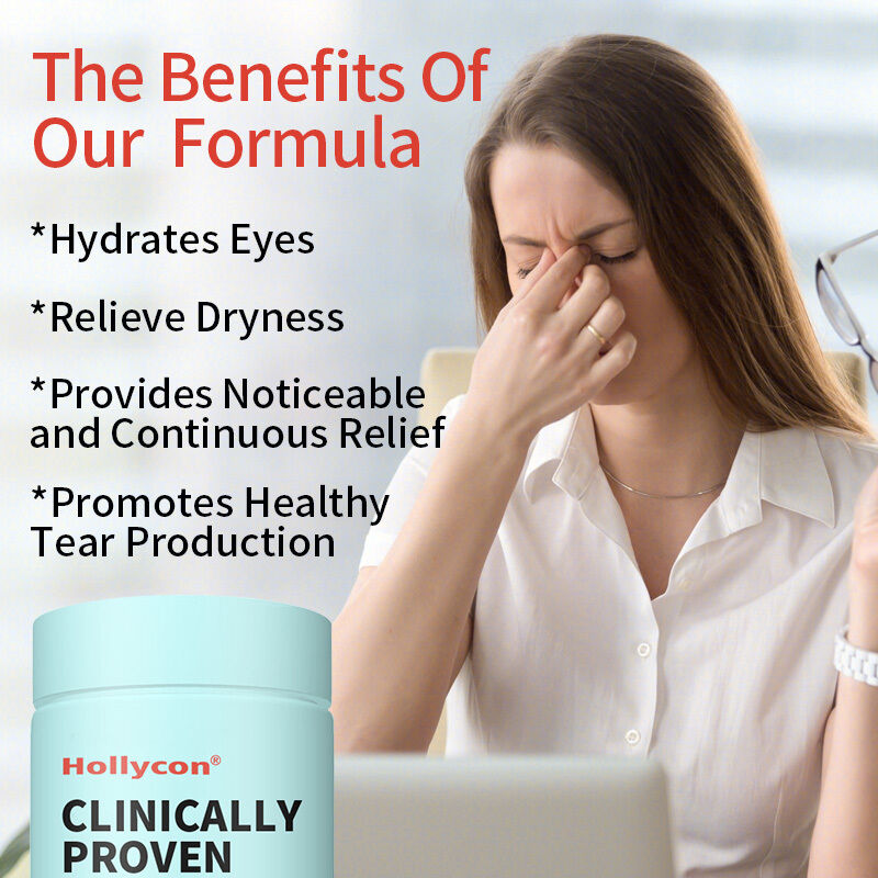 OEM อาหารเสริมที่พิสูจน์ได้ทางการแพทย์ ตาแห้งเพื่อบํารุงน้ําตาภายในเพื่อการบรรเทาความเหนื่อยล้าที่ยาวนาน