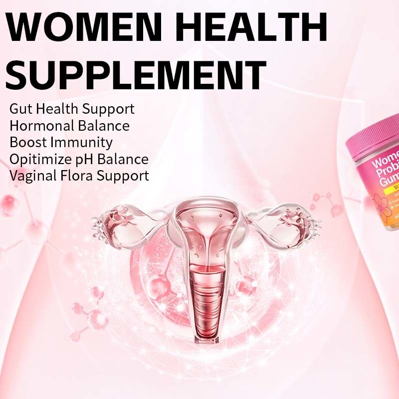 Premium Women's Probiotic Gummies with Slippery Elm for pH Balance Healthy Odor & Flora Gut Health & Immune Support