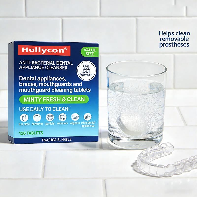 Factory Sell Mouthguard Cleaner Tablets, Gentle Dental Cleanser for Stain & Odor Removal, Refreshing Mint Oral Care