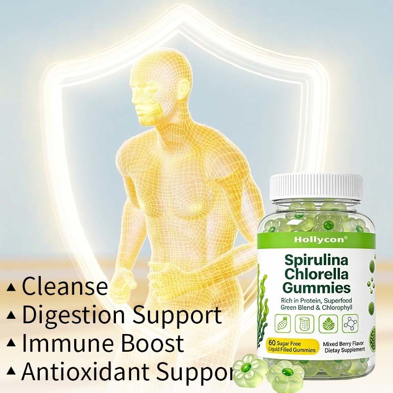 OEM/ODM Customized Spirulina Chlorella Gummies for Energy & Vitality Digestion & Gut Health Antioxidant & Immune Support