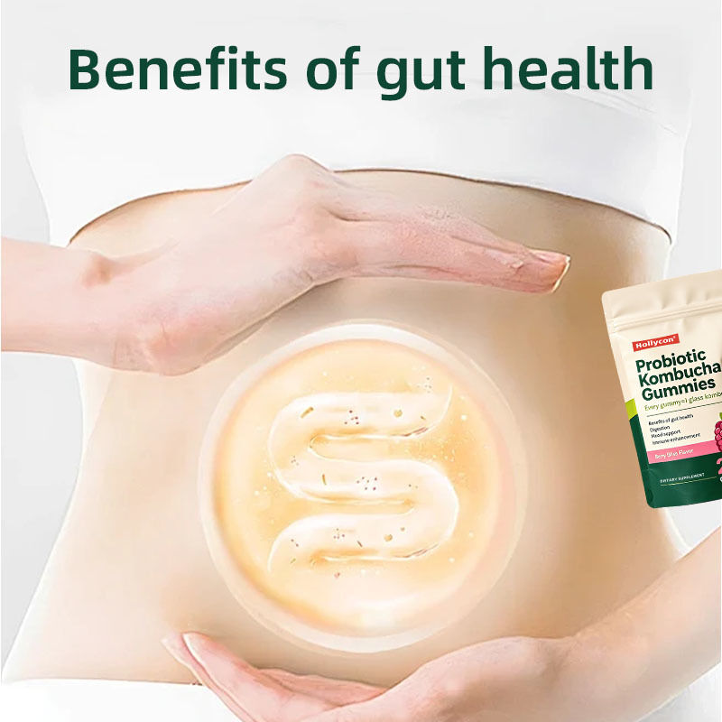 กัมมี่โปรไบโอติก Kombucha Gummies รสที่กำหนดเองพร้อม 60 จำนวนต่อขวดสำหรับบริการฉลากส่วนตัว OEM ODM
