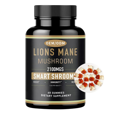 อาหารเสริมเห็ดแผงคอสิงโตอินทรีย์ 2100 มก. 60 Gummies