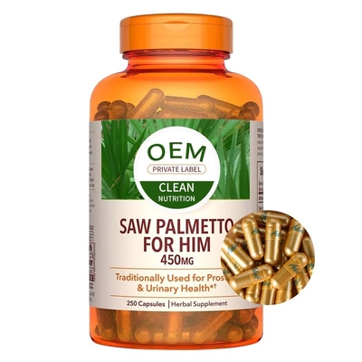 Saw Palmetto อาหารเสริมสำหรับผู้ชายต่อมลูกหมาก 250 แคปซูล