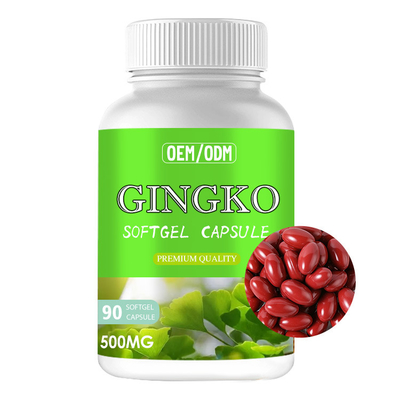หน่วยความจำเสริมสร้างอาหารเสริม Ginkgo Biloba Softgel Capsule สำหรับอาหารเสริมสมอง