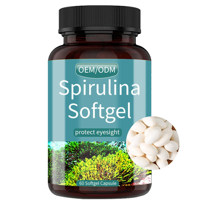 โลโก้ที่กำหนดเอง Spirulina Softgels อาหารเสริมสุขภาพตา ODM