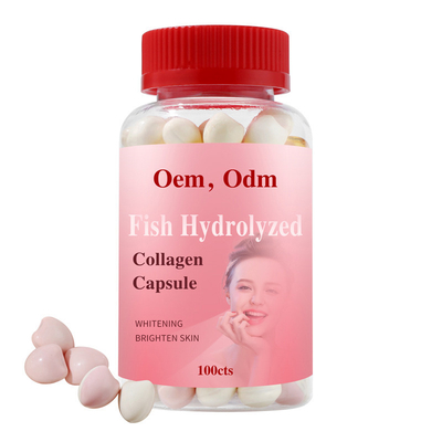 Fish Peptides Hydrolyzed Collagen Capsules ผิวยืดหยุ่นสุขภาพกระดูกและข้อต่อ ODM