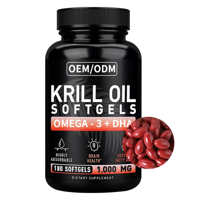 DHA Omega 3 Softgels Krill Oil Capsules อาหารเสริมเพื่อสุขภาพหัวใจ