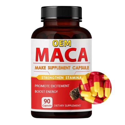 OEM เบลล์ส่วนตัว Aphrodisiac แมคก้าดํา อาหารเสริมรากแมคก้าอินทรีย์ แมคก้าแคปซูลสําหรับผู้ชาย