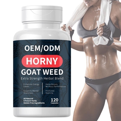 OEM Super Strength 1000 มก. แคปซูลวัชพืชแพะเงี่ยนพร้อมราก Maca และโสม