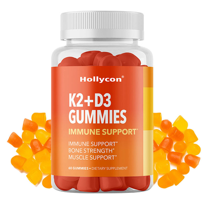 OEM วิตามิน D3 K2 Gummies สุขภาพกระดูกและเสริมภูมิคุ้มกันอาหารเสริม Gummies