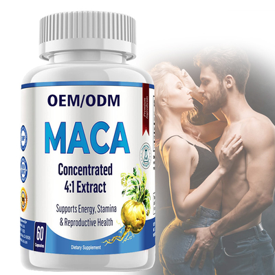 แคปซูลราก Maca ออร์แกนิกสำหรับผู้หญิงผู้ชายอาหารเสริมผงราก Maca