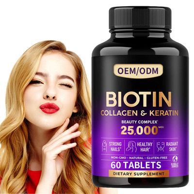 25000 Mcg Biotin Vitamin Pills Hair Skin Nails For Women's Health 60pcs feme hair tablets