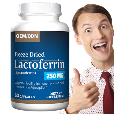60PCS Lactoferrin Capsules สนับสนุนการทำงานของภูมิคุ้มกันที่ดีต่อสุขภาพส่งเสริมการดูดซึมธาตุเหล็ก