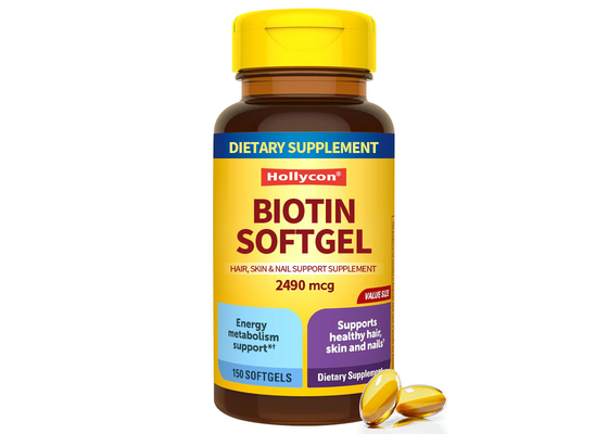 เบอร์ส่วนตัว Biotin Softgels 150PCS การสนับสนุนสําหรับผมที่สุขภาพดี สิว การสนับสนุนเล็บ อาหารเสริม
