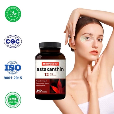 OEM Astaxanthin Supplement สําหรับสุขภาพตา การชื้นผิวและการสนับสนุนข้อ
