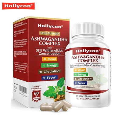 แคปซูล Ashwagandha การบรรเทาความเครียดทางธรรมชาติ และการสนับสนุนการนอนหลับเพื่อความชัดเจนทางจิตใจ