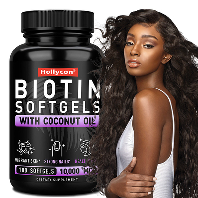 OEM Biotin Softgels สําหรับเล็บแข็งแรง Biotin With Coconut Oil สําหรับผม Biotin Softgels