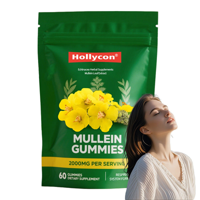 สารสกัดจากใบ mullein พรีเมี่ยมสำหรับปอด, 2000 มก. mullein gummies สำหรับการดีท็อกซ์ปอด, การสนับสนุนระบบย่อยทางเดินหายใจระบบหายใจ